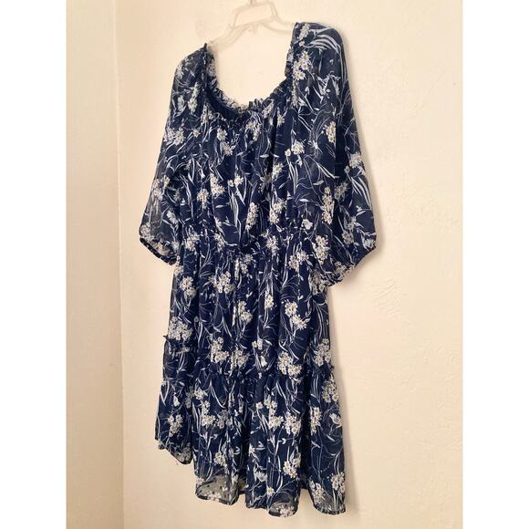 Ryan Michelle Women's Dress Size XL Dark Navy Blue Floral Off The Shoulder NWOT - Picture 3 of 7